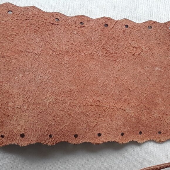 Genuine Suede Wide Boho Tie Hip Belt With Fringe and Bronze Medallions - Picture 4 of 14